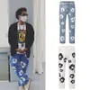 Flower Full Print Jeans High Street Pants Overized Streetwear Straight Casual Men and Women Denim Trousers283d