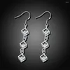 Dangle Earrings Wholesale 925 Sterling Silver Earring Wedding Jewelry Accessories Fashion Whitehead Checkered Long Drop For Women 2023