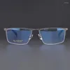 Óculos de sol quadros puro titânio óculos quadro metade rosto grande masculino pode ser equipado com lente de prescrição nyopia 910