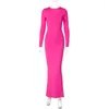 Casual Dresses Woman Long Sleeve Midi Dress Solid Color V Neck Bodycon Fold Two Way Wear S-L 3Color