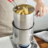 Pannor Rostfritt stål Deep Frey Pot Tempura Pommes Fries Fryer With Siler Chicken Fried Kitchen Cooking Tool Fritadeira 230901