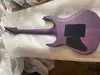 Zeldzame Solar Purple Burl Spalted esdoorn top elektrische gitaar hals door body, zwarte hardware, Wenge Bubinga sandwich hals tremolo brug