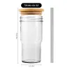 24 oz Transparent Sublimation Travel Car Glass Juice Cold Brew Coffee Tumbler Mug with Bamboo Lid And Straw Sep04