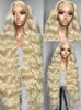 Syntetiska peruker Luvin Brazilian 30 40 tum 613 Honey Blond Color 13x6 Spets Front Wigs 250% Body Wave 13x4 Spet Front Human Hair Wig For Women 230901