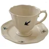 Tazze Piattini Vintage Ceramica Tazza da caffè espresso Latte Estetica Piattino cinese Set da tè Riutilizzabile Taza Ceramica Articoli per la casa