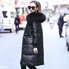 Women's Leather 2023 90%White Duck Down Jackets Raccoon Fur Collar Hooded Coat Female Real Sheepskin Jacket Women CasacosZj