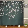 Cortina de flores pássaros estilo chinês flor de ameixa cortinas de chuveiro à prova d'água plástico transparente para banheiro conjuntos de ganchos de tecido anéis