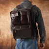 Bortkörningar äkta läderportfölj för män messenger väska multifunktion syfte 17.3 "bärbar dator ryggsäck med hög kapacitet resor ryggsäck