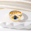 Vintage Blue Evil Eye Finger Ring voor vrouwen Gift Sieraden Hollow Crown Turkse Lucky Eye Verstelbare Party Accessoires Maat 17 18 19 20