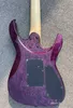 Guitare électrique à main gauche, violet massif, brillant, avec ombre noire, effet de peinture spécial, touche en ébène, véritable incrustation de colock, pièces noires