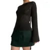 Kvinnors tröjor xingqing y2k kvinnor grunge kläder solid färg av axel långärmad pullover stickade toppar 2000 -talskläder streetwear