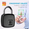 Дверные замки Tuya Навесной замок с отпечатками пальцев Bluetooth Smart Keyless Lock Мини-портативный биометрический замок с USB-зарядкой для шкафчика для багажа Тренажерный зал HKD230903