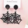 Dingle örhängen akryl Big Circle Black Spider Web Cobweb Drop For Women Punk Breaken Heart Bat Halloween Jewelry Gift