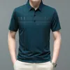 Polos pour hommes 2023 T-shirt en soie de glace imprimé à manches courtes d'été en vrac élastique t-shirt polo 230901