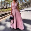 Vestidos casuais mulheres elegantes vestido cor sólida confortável beachwear fenda pura