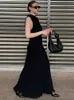 Basic Casual Dresses GACVGA Knitted Cotton Tassel Sleeveless Maxi Dress Women Plus Size Streetwear Casual Holiday Beach Tank Long Dress LST230904