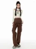 Pantalon femme Kalevest Y2K Overrall Brown Steampunk Femmes Gyaru Streetwear Cargo Style Coréen Poches Pantalones Pour Femme