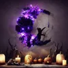 Other Event Party Supplies Halloween Wreath Black Branch Bat Wreaths with LED Light Front Door Window Wall Decorations for Indoor Outdoor Holiday Party 230904