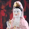 Tischuhren Buddha-Statue Guanyin Keramikhandwerk Kreative Malerei Ornamente Hochweißes Porzellan Baohong-Statuen