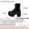 Stiefel Gdgydh Frau Spitze Herbst Stiefel Damen Damen Chunky Wedge Plattform Schwarz Lackleder Stiefeletten Punk Goth Ankunft 230901