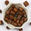 구슬 20-100pcs 6/8/10/12mm wenge 보석 제작 팔찌 DIY 액세서리를위한 나무로 된 천연 나무 실린더 느슨한 스페이서