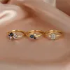 Anillos de boda Vintage femenino blanco azul cristal anillo conjunto lindo color oro anillos de boda para mujeres joyería de compromiso de lujo regalo del día de San Valentín 230901