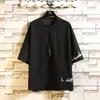 Homens camisetas manga curta preto branco hip hop coreia moda camisa 2023 verão streetwear tshirt top tees roupas casuais oversize 5xl