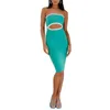 Casual Dresses Women's Strapless BodyCon Midi Dress Summer Sexig Cutout Backless Party For Cocktail Beach Streetwear