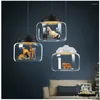 Pendant Lamps Nordic Lights Bar Restaurant Glass Light Individual Creative Cafe Kindergarten Classroom Animals Cartoon