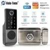 Zamki drzwi wodoodporne Tuya Smart podwójny odcisk palca blokada odcisków palców Bezpośrednio w wejściu Blokada drzwi 2.4G Wi -Fi zdalne sterowanie z Alexa Echo HKD230903