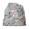 Berets Chinoiserie Birds in Gray Skullies Beanies Caps Men Women Trend Winter Warr