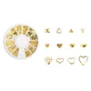 Nail Art Decorations 12 Girds Metal Rivets Nail Studs Mixed Heart Frame Moon Star Gold Jewelry 3D DIY Tips Nail Art Decorations Manicure Accessories 230904