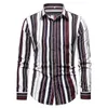 T-shirts pour hommes Chemise en coton épais Mode à manches longues Stripe Button Down Casual Robe Running Hommes