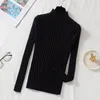 Женские свитера 2023, вязаный женский свитер с высоким воротом, пуловеры, водолазка, осень-зима, базовый приталенный черный цвет