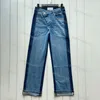 Dżinsy damskie skórzane etykieta Patchwork luźne spodnie super wszechstronne, swobodne spodni dla jeansowych nóg