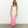 Casual Dresses Women Bandage Elegant Night Club Party Bodycon Long Summer Dress Vestidos Satin Gradient Backless Sexy