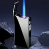 Winddicht Metall USB Kein Gas Feuerzeug Taschenlampe Turbo Feuerzeug Jet Dual Arc LED Aufladbare Elektrische Butan Rohr Zigarre Feuerzeug männer Geschenk N6R1