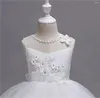 فتاة الفتاة بيضاء زين فستان فستان شاطئ A-line Kids Princessless Ball Ball Length Length Wedding Dance Tulle Prom