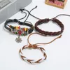 Charm Armbanden SIZZZ 2023 Retro Geweven Lederen Pak Handgemaakte Kralen DIY Driedelige Combinatie Armbanden Voor Vrouwen/mannen