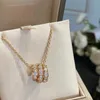 Snake-shaped Three-ring Pendant Chain Jewelry Brand-name Gold-plated Crystal Rhinestone Female New Necklace No Box