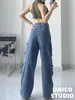 Kvinnors jeans TVVovvin 2023 Super Loose American Street Ins Spicy Girl Washed and Made Old High midjed last Wide Leg Mop Denim Pants 7fv4