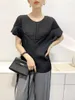 Women's T Shirts YUDX Miyake Pleated Tops Summer T-shirt 2023 Female Niche Fold Slim Comfort Casual Pressed Short Sleeve