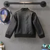 Jackor 2023 Ankomst Aututmn Baby Boys Fashion Black Long Sleeve Leather Jackrt Coat SingleBreasted Casual Outwear för 27 år 230904