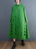 Casual Dresses Polka Dot Hollow Out Cotton Shirt For Women Långärmad Löst vintage klänning Elegant kläder Spring Autumn 2023