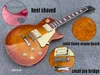 Electric guitar solid flame maple board honey burst HH pickups small pin bridge bone nut heel shaved chrome parts