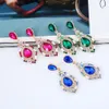 Akcesoria weselne moda dhinstone biżuteria diamentowe kolczyki ślubne w kolorze giełko zielonym niebieskim biżuterią ślubną zestaw
