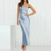 Vestidos casuais verão cetim vestido sem alças sexy backless bodycon casamento coquetel maxi