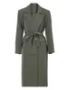 Kvinnors trenchrockar Kvinnor Fashion Coat 2023 Autumn Winter Grey Green Female Lapel långärmad lapptäcke Lace Up Temperament Loose