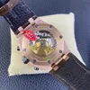 APF 26470 watch Timing function cal.3126 Mechanical movement Diameter 42MM Rose gold casing Cowhide strap Sapphire crystal glass Super luminous waterproof