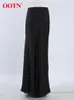 Юбки OOTN, элегантные атласные черные модные тонкие женские юбки с высокой талией, 2023, однотонные офисные длинные юбки, весна-лето 230901
